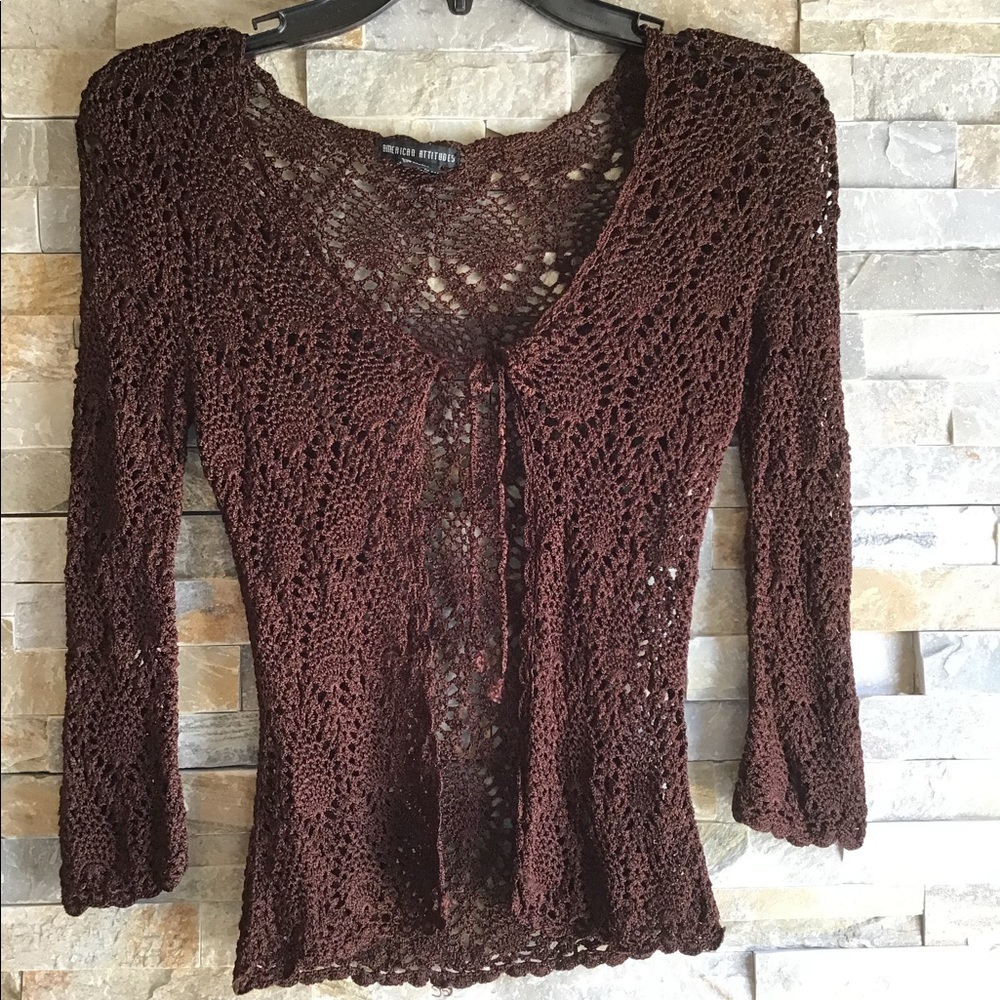 See-through knit tie shirt